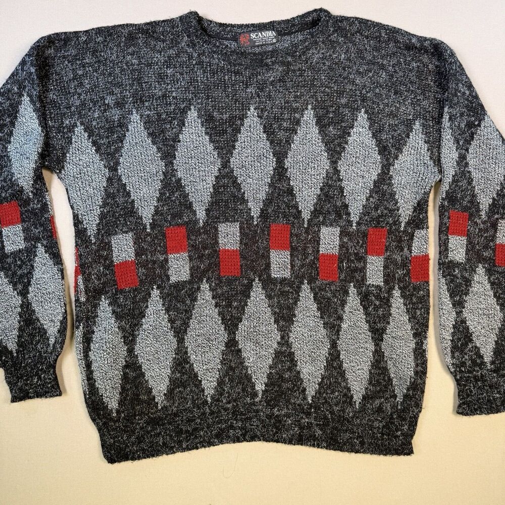 VTG Scandia 80s Nordic Crewneck Sweater Mens Size XL Grandpacore USA Made